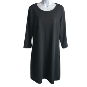 Nicole Miller Original Charcoal Black Diamond Print 3/4 Sleeve Dress size M EUC